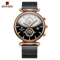 REWARD RD82009M  Luxury Mens Watches Sports Waterproof Chronograph Watch Men Mesh Strap Calendar Quartz Wristwatch Lovers Gifts